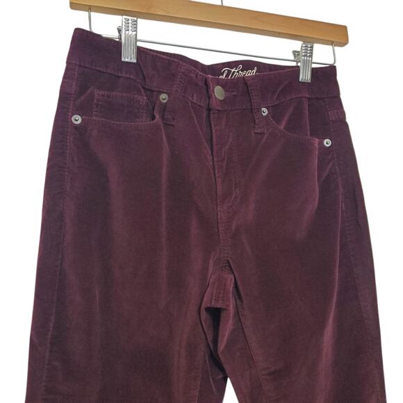 Universal Thread | Deep Wine Red Stretch Velour High Rise Skinny Pants - Picture 2 of 9